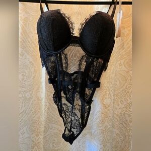 Victoria Secret Elegant Black Lace Bodysuit